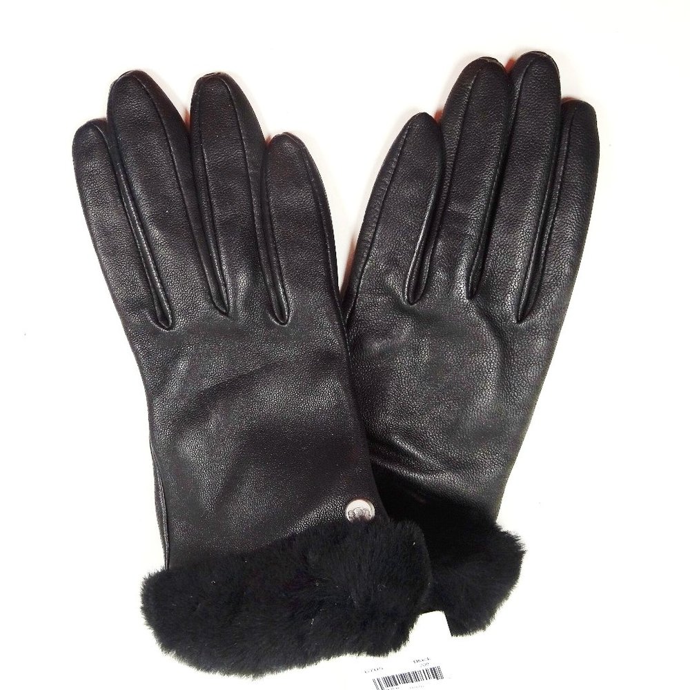 UGG Classic Genuine Dyed Shearling Trimmed Leather Gloves Sz M